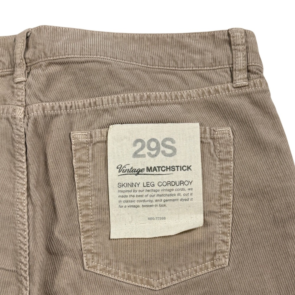 J. Crew Vintage Matchstick Skinny Leg Corduroy Pants Tan 29S City Fit 17046 NEW